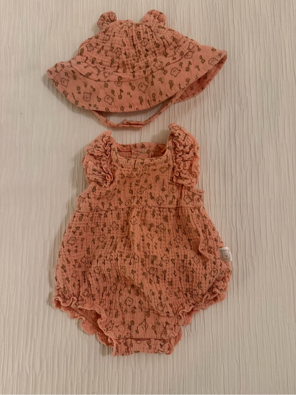 Baby Girls' Winnie the Pooh Ruffle Romper & Sun Hat Set